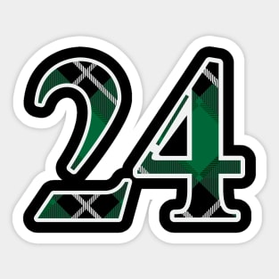 24 Sports Jersey Number Green Black Flannel Sticker